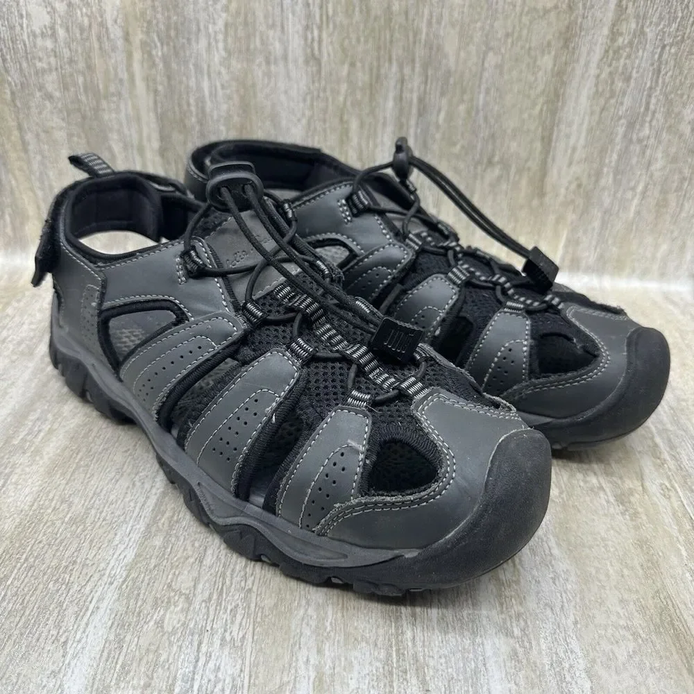 Eddie Bauer‎ Stewart Sandals Mens 9 Grey Leather Outdoor Fisherman Hiking